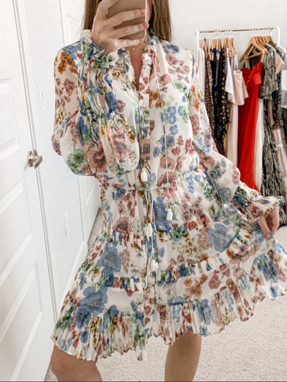 Alexis Jaila Floral Ruffle Mini Dress White